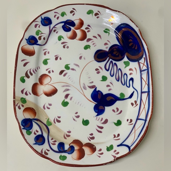 Antique Gaudy Welsh Oyster Pattern Marked Allertons EST 1831 Scalloped Platter - Picture 2 of 16